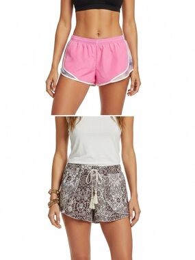 Soffe NOBO shorts lounge exercise set of 2 size small 3 to 5 pink ivory stretch